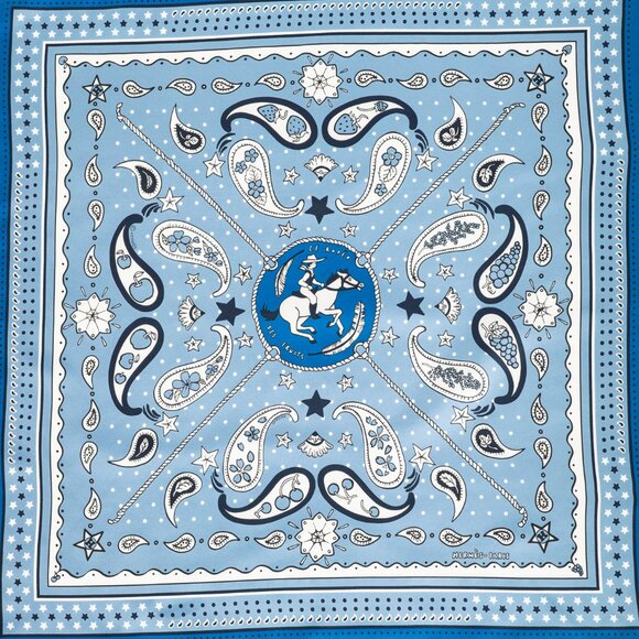 Hermes Bleu Jean, Marine, & Blanc Le Rodeo Des Fruits Silk Bandana 55 - Picture 1 of 10